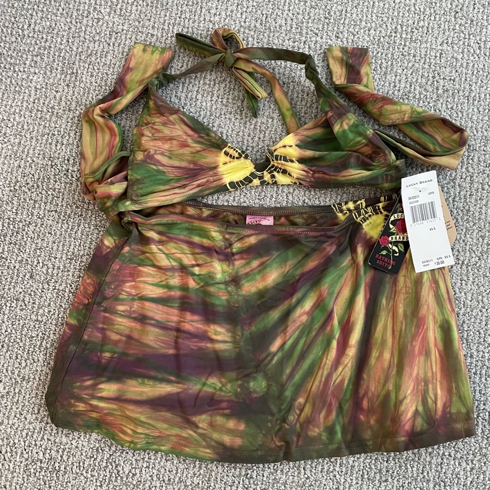 Tie-Dye Halter Top Bathing suit top with matching skirt